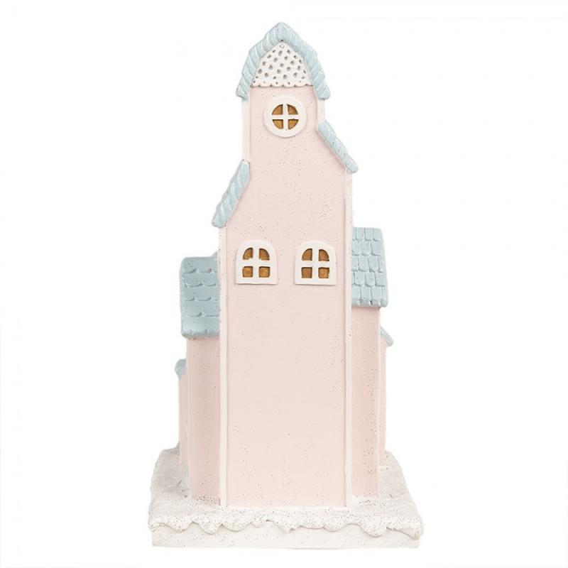 Juldekoration Inomhus Pepparkakshus LED 13x13x26 Cm Rosa polyresin