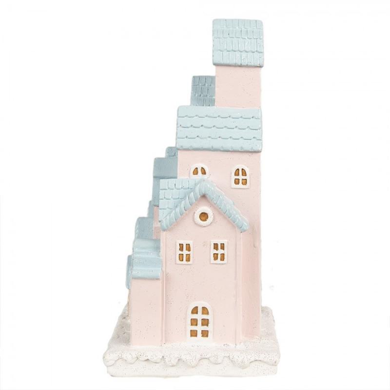 Juldekoration Inomhus Pepparkakshus LED 13x13x26 Cm Rosa polyresin