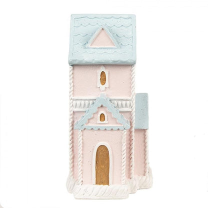 Juldekoration Inomhus Pepparkakshus LED 10x8x16 Cm Rosa polyresin
