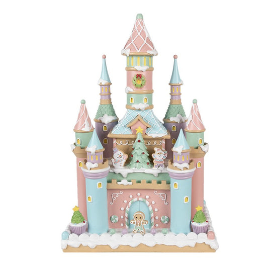 Juldekoration Inomhus Pepparkakshus XL 42 cm Rosa polyresin