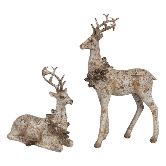 Juldekoration Inomhus Hjort 2-pack 20/12 cm Brun Polyresin