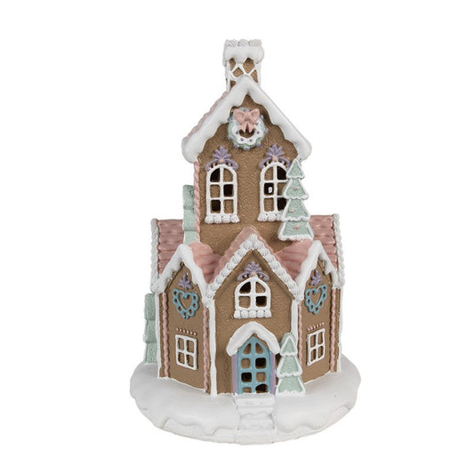 Juldekoration Inomhus Pepparkakshus LED 22 Cm Brunt polyresin