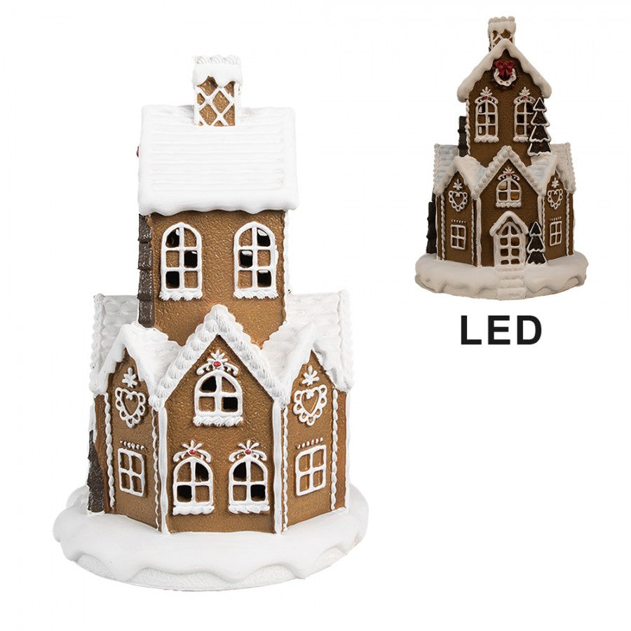 Innendørs Julepynt hus med LED Brun Hvit Ø 21x33 cm / 3xAAA