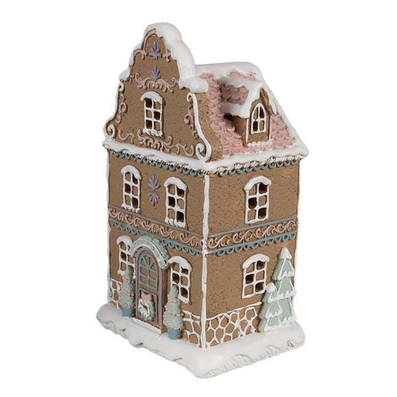 Juldekoration Inomhus Pepparkakshus LED 12x9x20 Cm Brunt polyresin