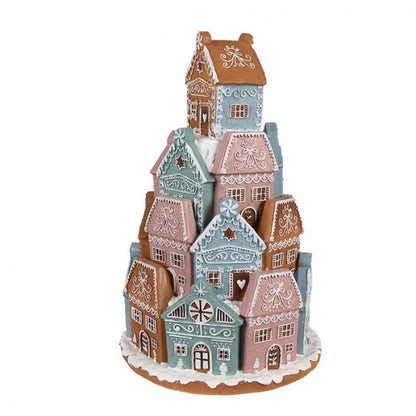 Juldekoration Inomhus Pepparkakshus LED Ø19x28 Cm Brun Blå polyresin