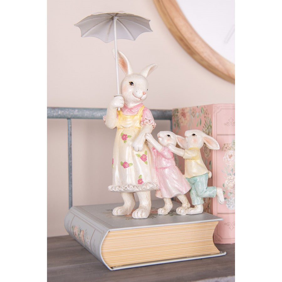 Påskdekoration Kanin 16x9x22 cm Vit Rosa