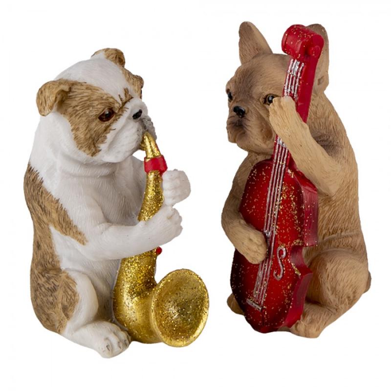 Dekoration Figur Djur Hundar 3-pack 14x6x10 cm Brun vit polyresin