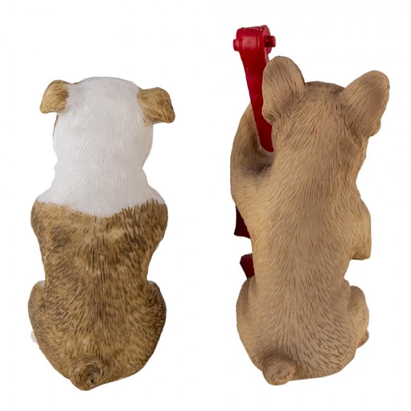 Dekoration Figur Djur Hundar 3-pack 14x6x10 cm Brun vit polyresin
