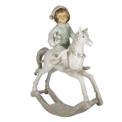 Juldekoration Inomhus Gunghäst 26 Cm Beige Grön Polyresin