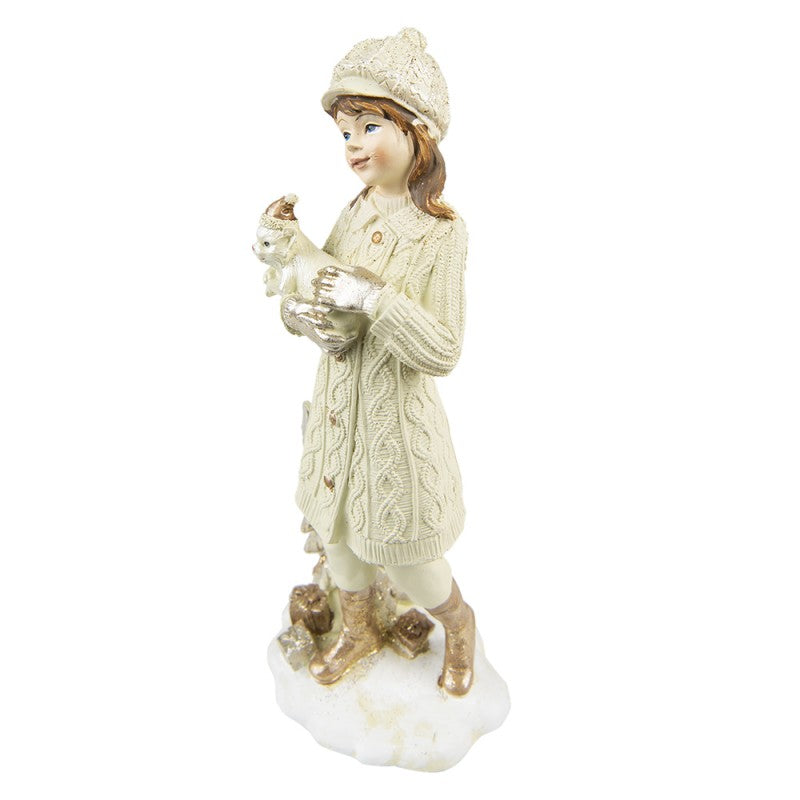 Juldekoration Inomhus Staty set om 2 barn 22 cm Beige Polyresin