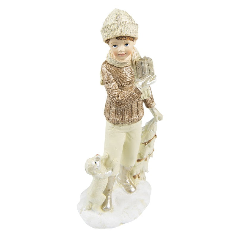 Juldekoration Inomhus Staty set om 2 barn 22 cm Beige Polyresin