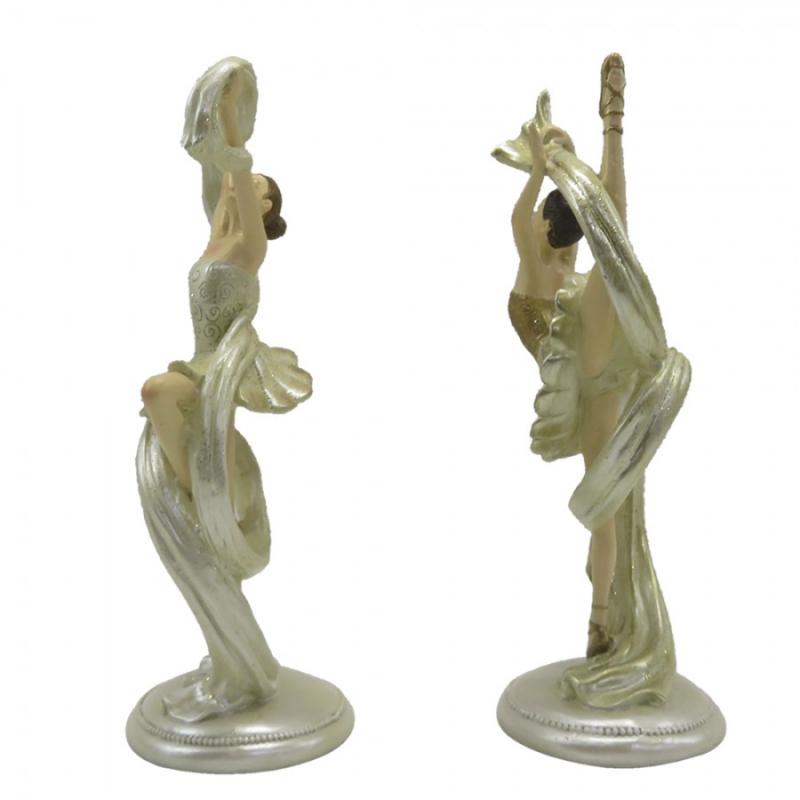 Dekoration Ballerina 2-pack 18 Cm Beige Guldfärgad Polyresin