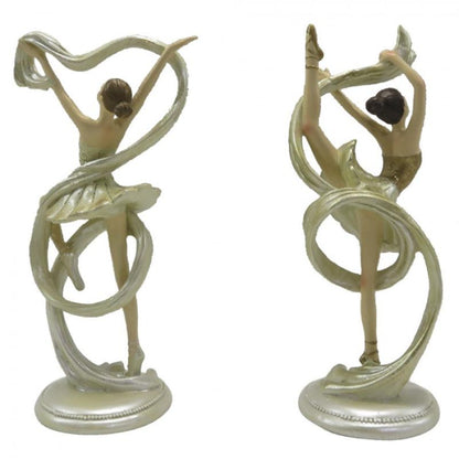 Dekoration Ballerina 2-pack 18 Cm Beige Guldfärgad Polyresin