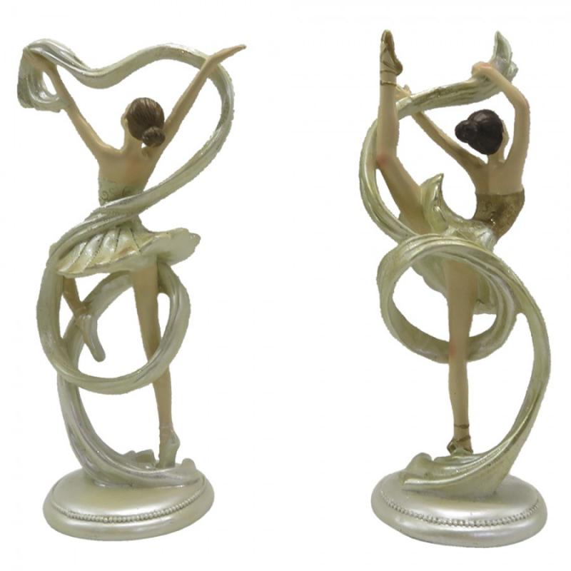 Dekoration Ballerina 2-pack 18 Cm Beige Guldfärgad Polyresin