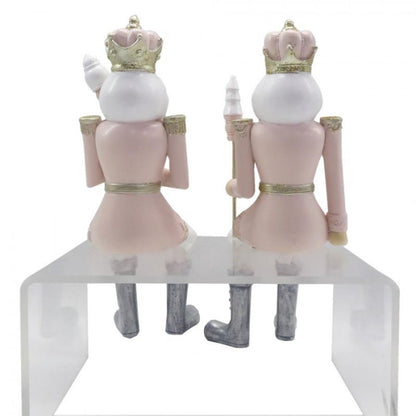 Juldekoration Inomhus Nötknäppare 2-pack 6x6x12/21 Cm Rosa Vit Polyresin