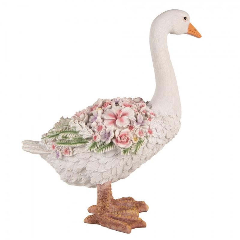 Dekoration Gås 45 Cm Vit Rosa Polyresin