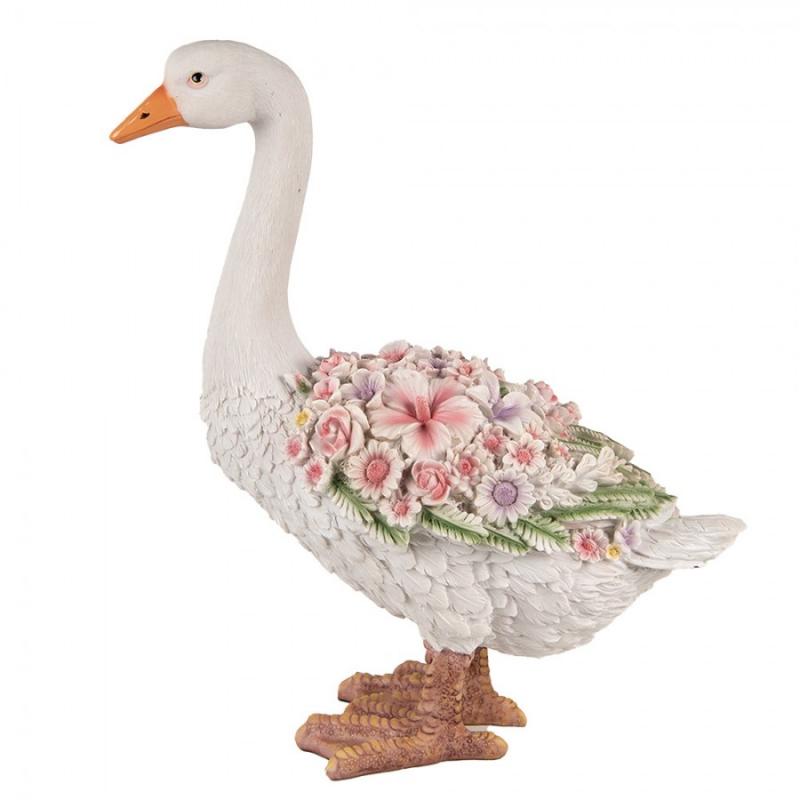 Dekoration Gås 45 Cm Vit Rosa Polyresin