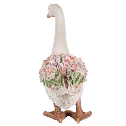 Dekoration Gås 45 Cm Vit Rosa Polyresin