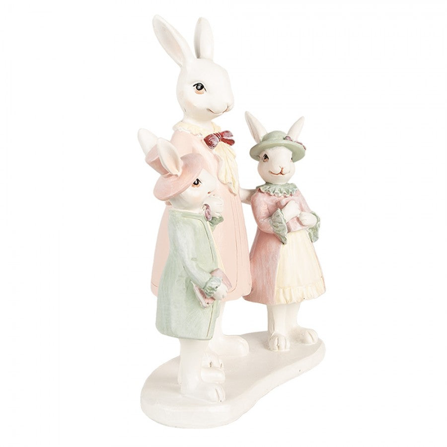 Påskdekoration Kanin 21 Cm Vit Rosa Polyresin
