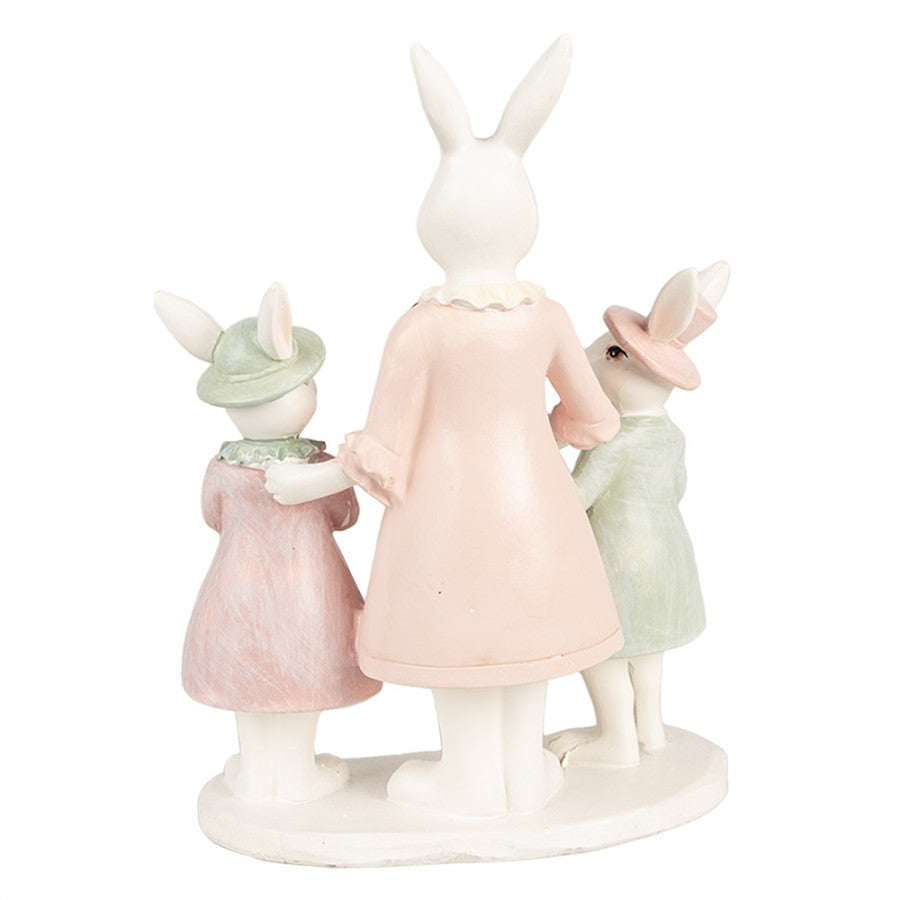 Påskdekoration Kanin 21 Cm Vit Rosa Polyresin