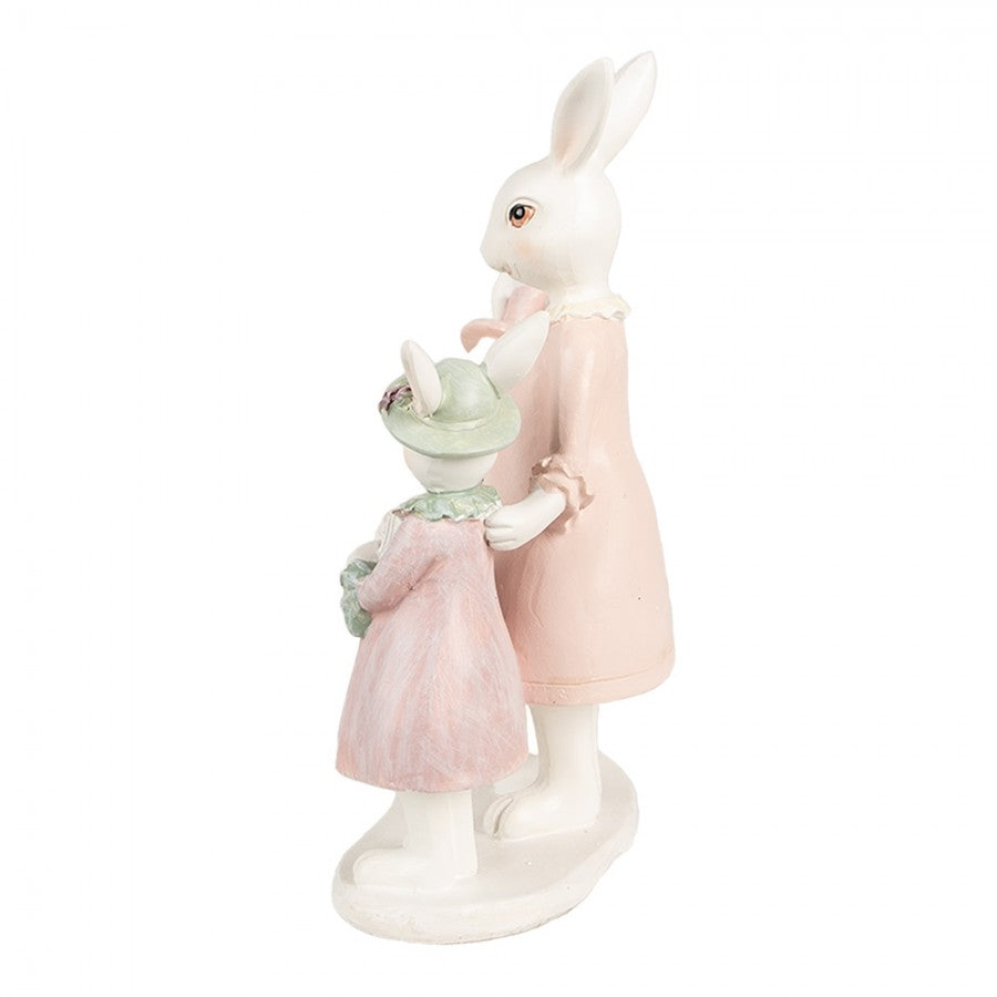 Påskdekoration Kanin 21 Cm Vit Rosa Polyresin