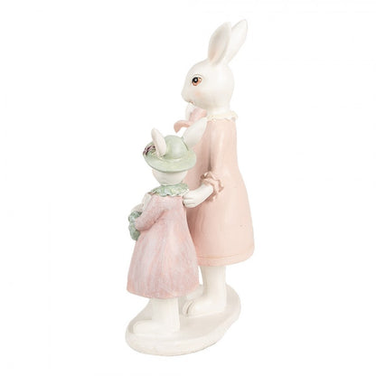Påskdekoration Kanin 21 Cm Vit Rosa Polyresin