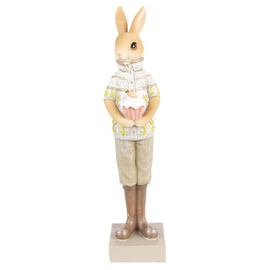 Påskdekoration Kanin 28 Cm Brun Grön Polyresin