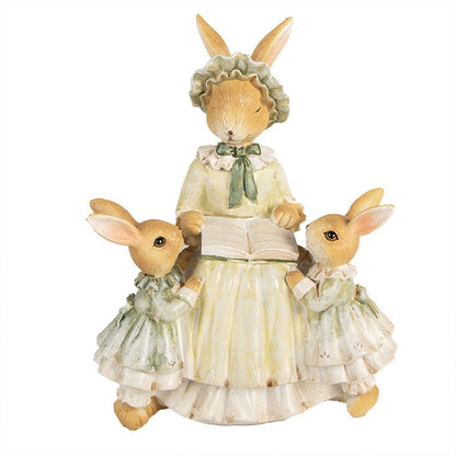 Påskdekoration Kanin 19 Cm Brun Grön Polyresin