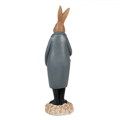 Påskdekoration Kanin 34 Cm Brun Blå Polyresin