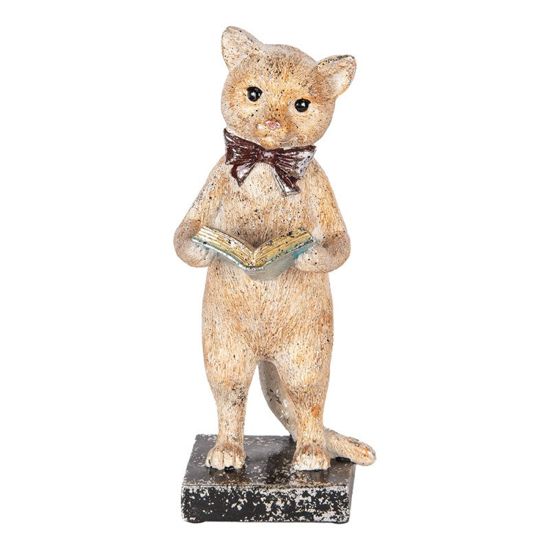 Dekorasjon Dyr Katt 27 cm Beige Gullfarget