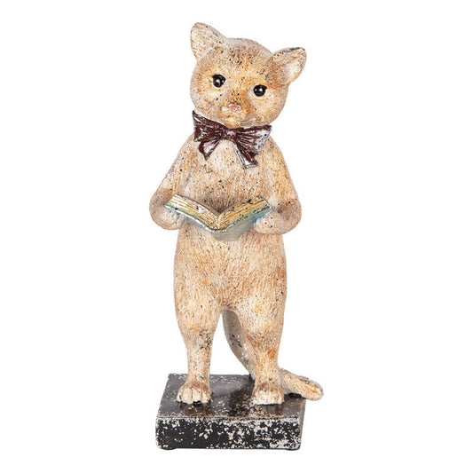 Dekorasjon Dyr Katt 27 cm Beige Gullfarget
