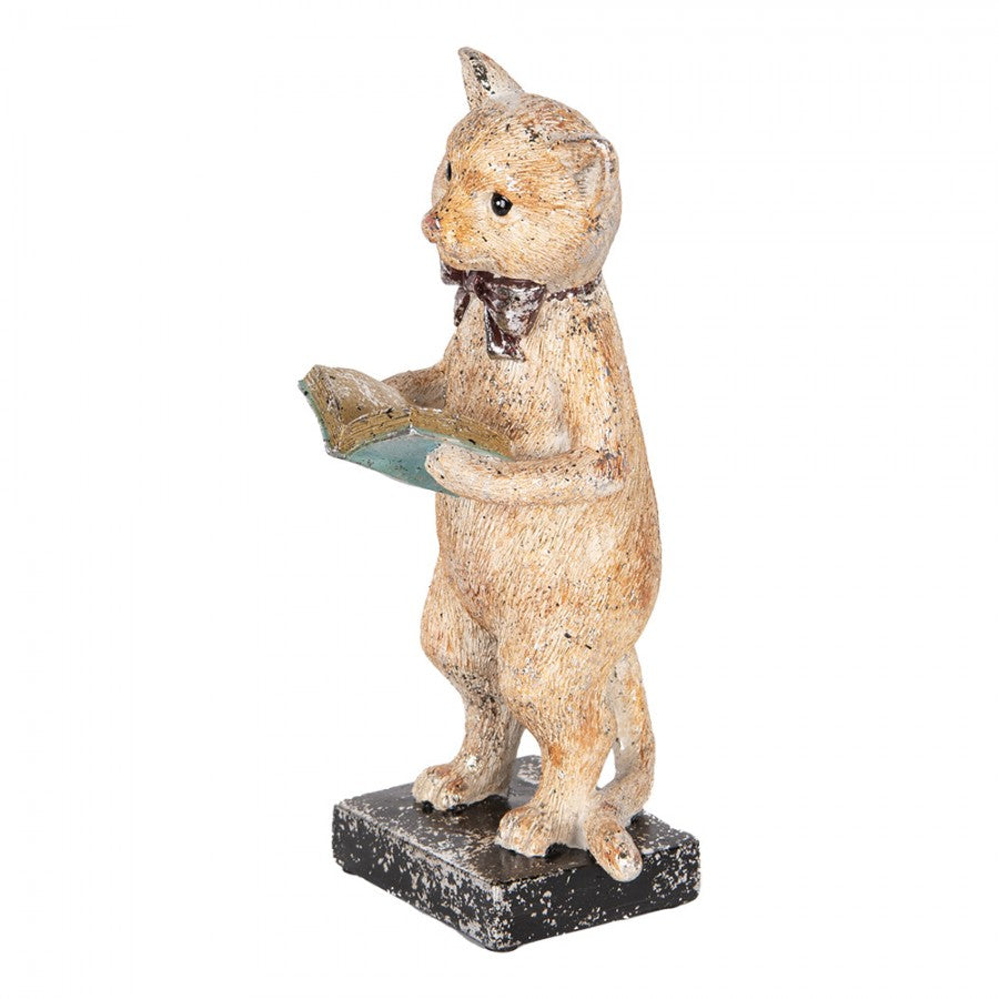Dekorasjon Dyr Katt 27 cm Beige Gullfarget