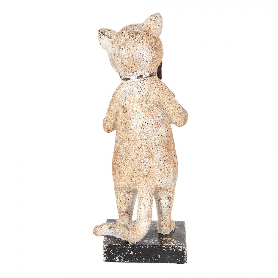 Dekorasjon Dyr Katt 27 cm Beige Gullfarget