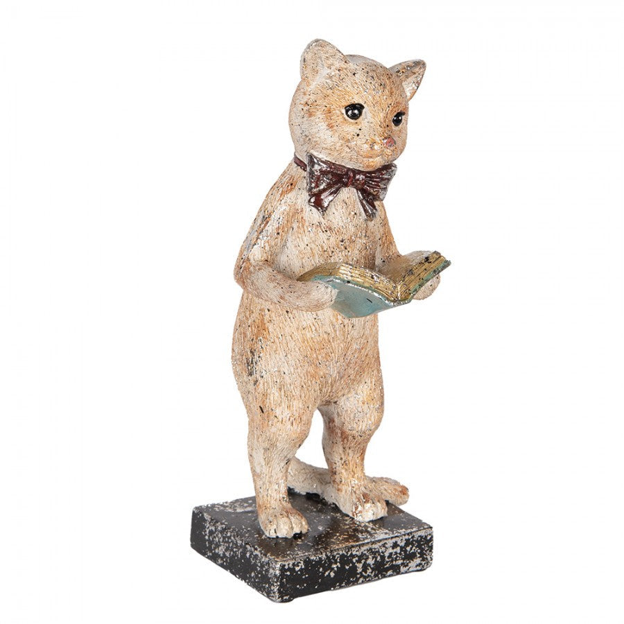 Dekorasjon Dyr Katt 27 cm Beige Gullfarget