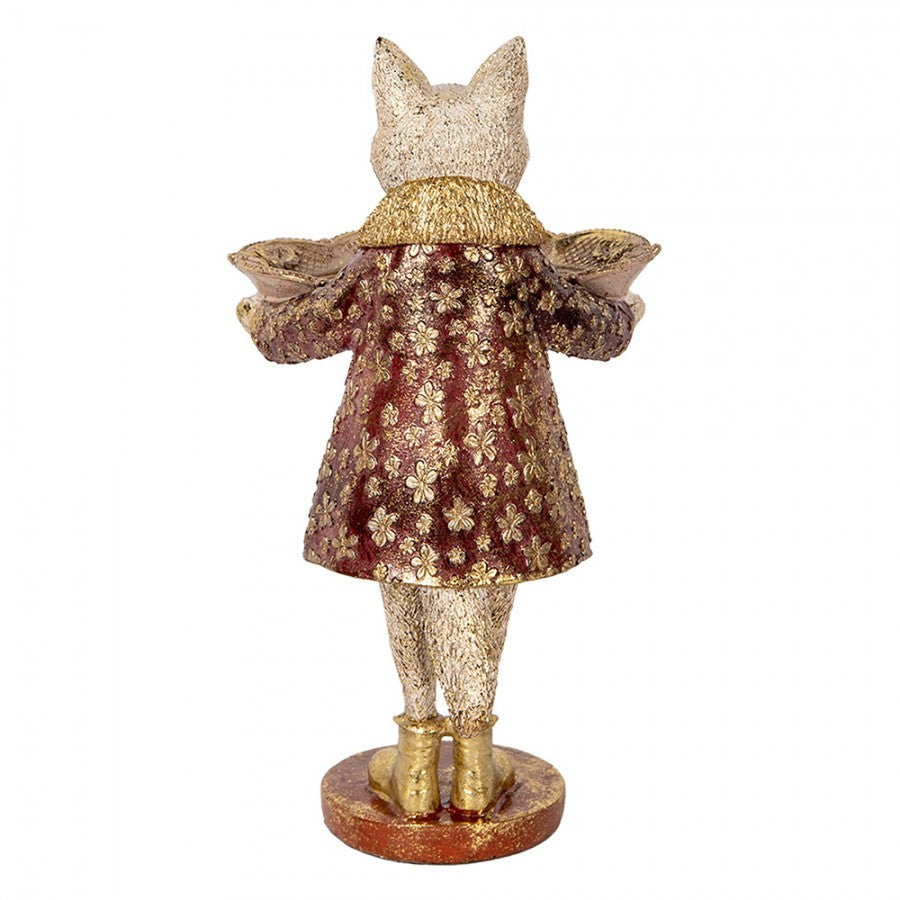 Dekorasjon Dyr Katt 27 cm Beige Gullfarget