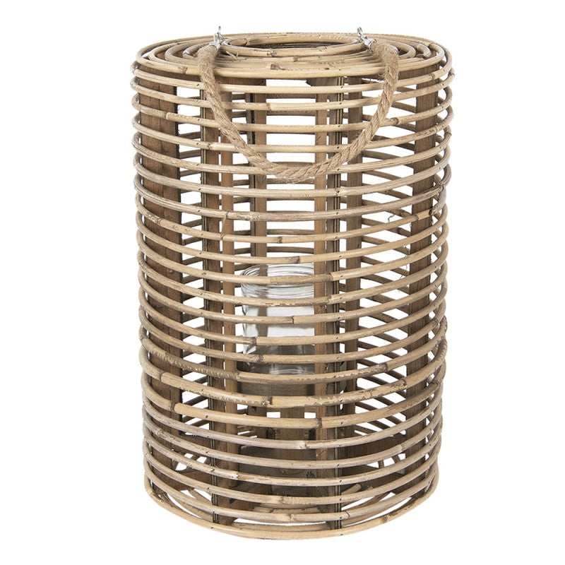 Lyslykt Ø 34x50 Cm Brunt Tre Glass
