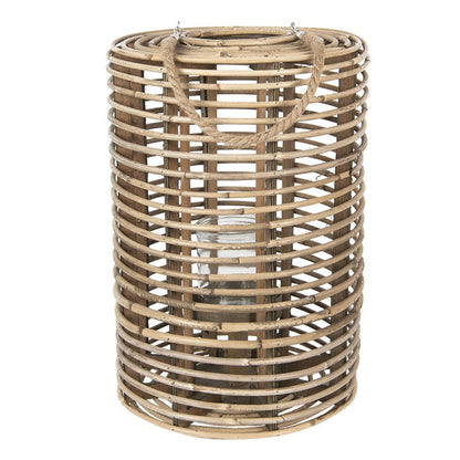 Lyslykt Ø 34x50 Cm Brunt Tre Glass