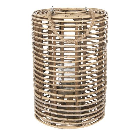 Lyslykt Ø 34x50 Cm Brunt Tre Glass