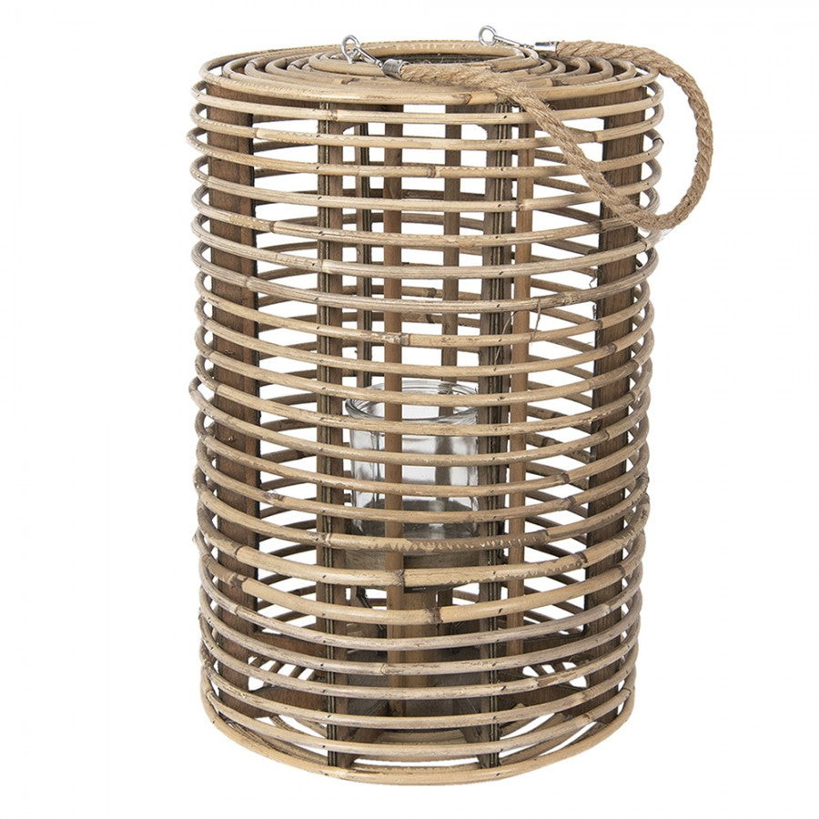 Lyslykt Ø 34x50 Cm Brunt Tre Glass