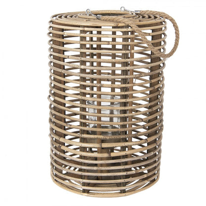 Lyslykt Ø 34x50 Cm Brunt Tre Glass