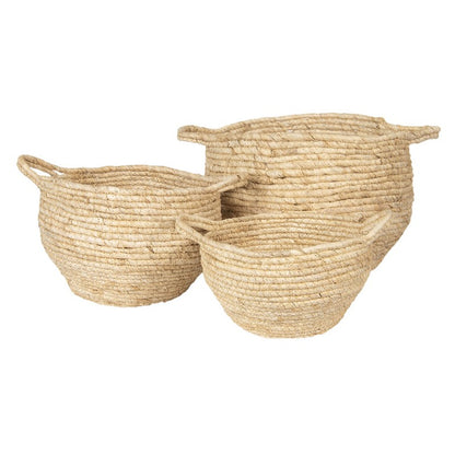 Dekorativt kurv sett à 3 Beige Ø 30x31 cm