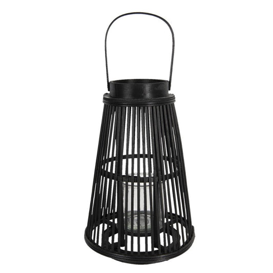 Lyslykt Ø 28x40 Cm Sort Tre Glass
