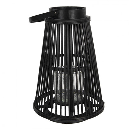 Lyslykt Ø 28x40 Cm Sort Tre Glass
