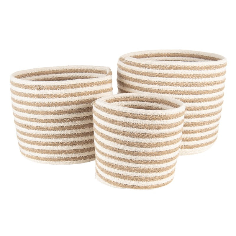 Dekorativt kurv sett med 3 Beige, Brun Ø 26x21 / Ø 26x21 / Ø 19x18 cm