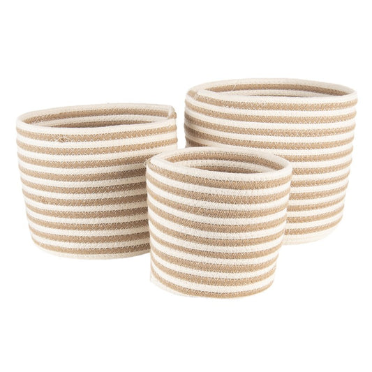 Dekorativt kurv sett med 3 Beige, Brun Ø 26x21 / Ø 26x21 / Ø 19x18 cm