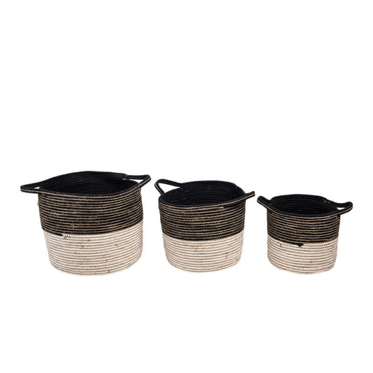 Dekorativt kurv sett med 3 sorte Ø 52x31 / Ø 46x27 / Ø 37x23 cm