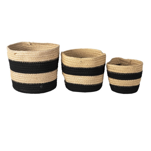 Dekorativt kurv sett à 3 stk Sort Ø 22x19 cm