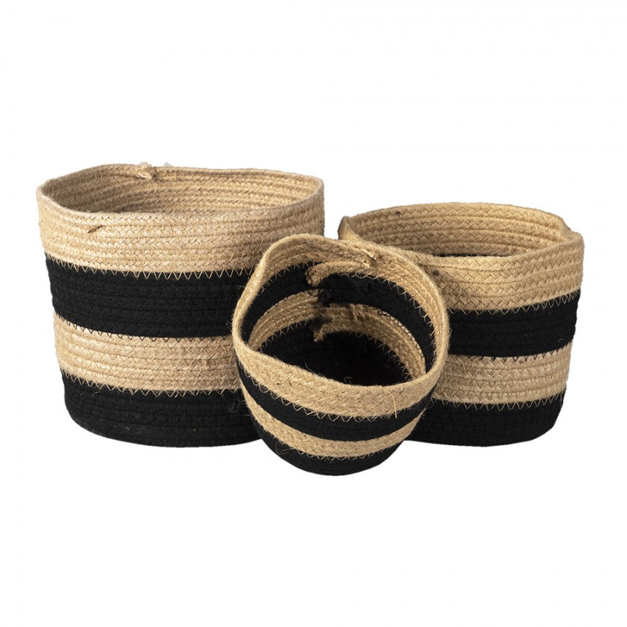 Dekorativt kurv sett à 3 stk Sort Ø 22x19 cm