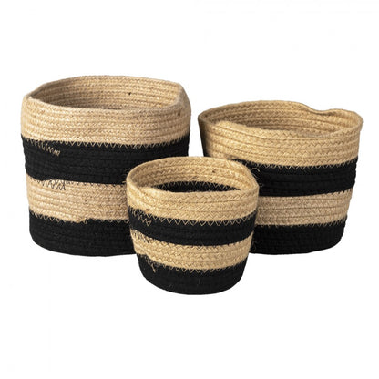 Dekorativt kurv sett à 3 stk Sort Ø 22x19 cm