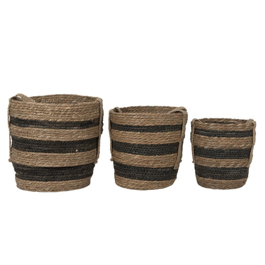 Dekorativt kurv sett med 3 stk Brun Ø 33x33 / Ø 28x30 / Ø 24x26 cm